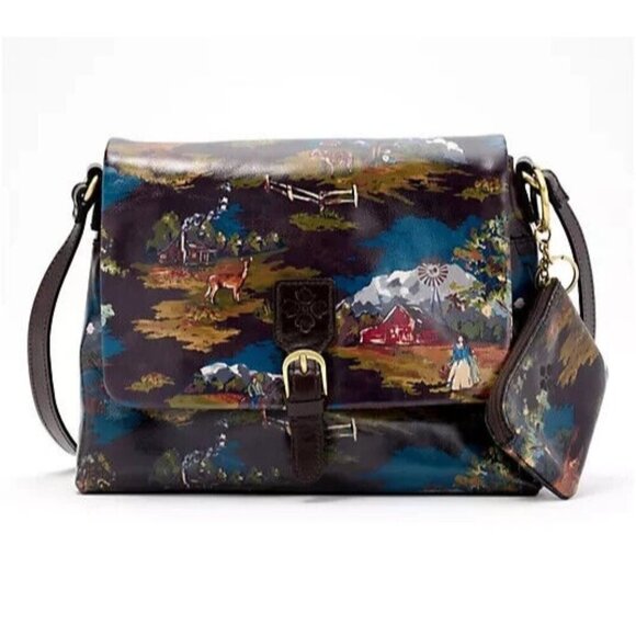 Patricia Nash Leather Medium Crossbody Coin Pouch PrarieSkiesChoc, bag A660568